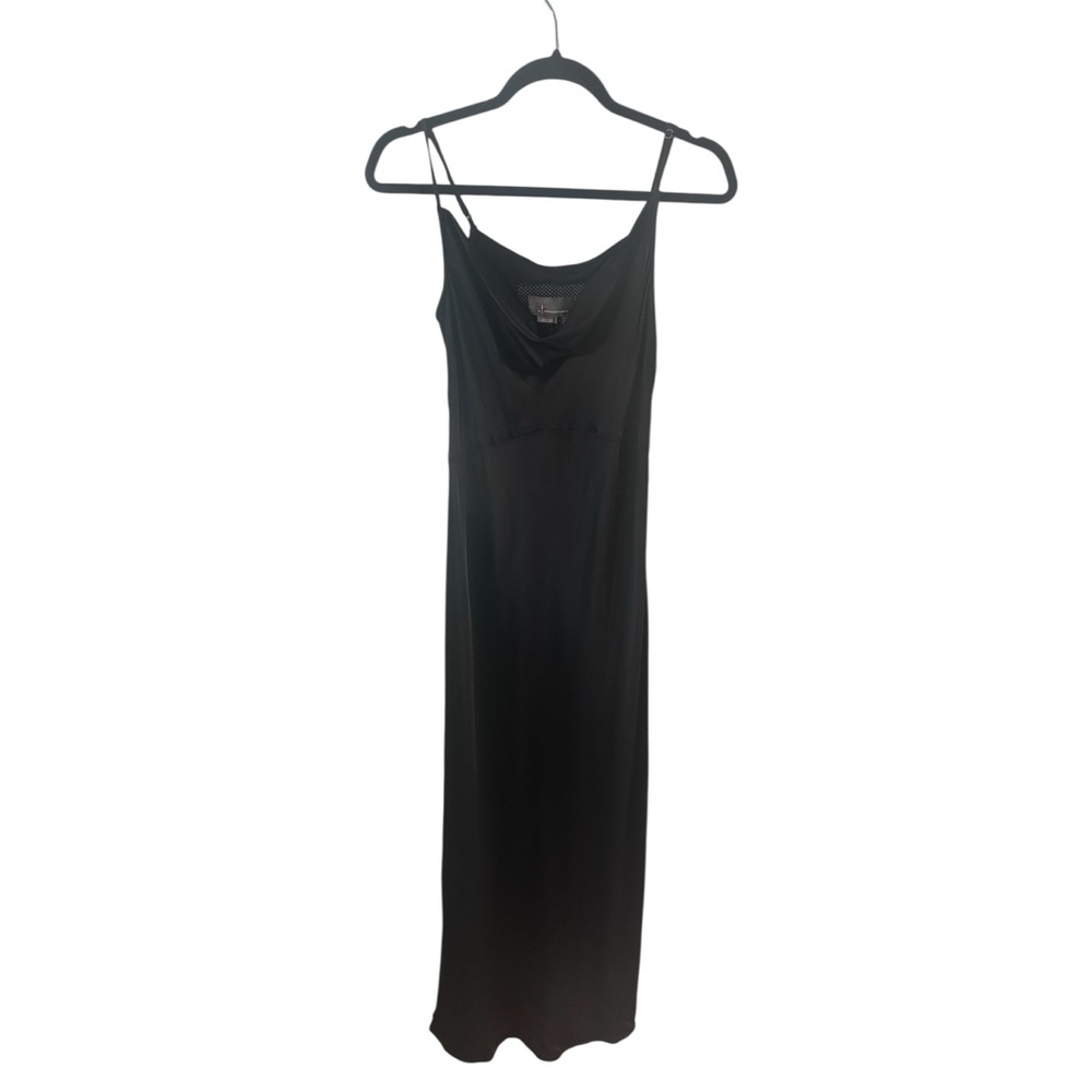 Anthropologie Gracie Cowl neck satin Slip maxi Dress-black- size medium